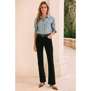 Lauren Ralph Lauren Corduroy Black Pants Straight Leg Size 16 Preppy Classic